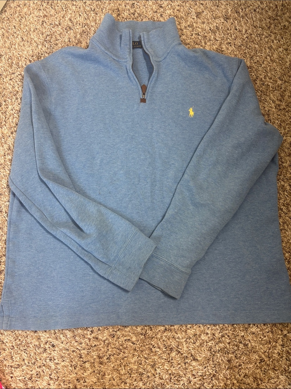 Polo by Ralph Lauren Heather Blue Quarter-Zip Pullover with Yellow Pony